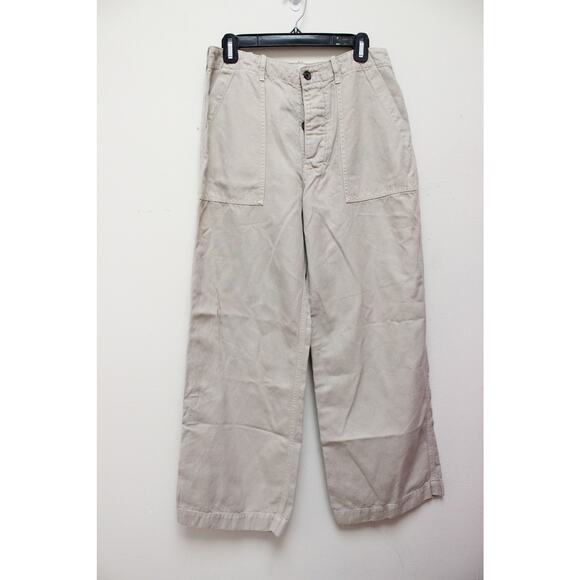 Nili Lotan Khaki Leon Boy Button Fly Straight Pants Size 4 - Picture 3 of 6